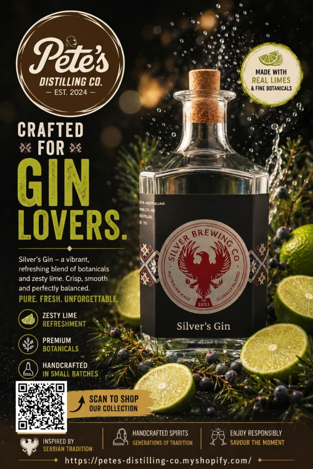 Bottle of Craft Gin 40% by Pete's Distilling Co - View 2