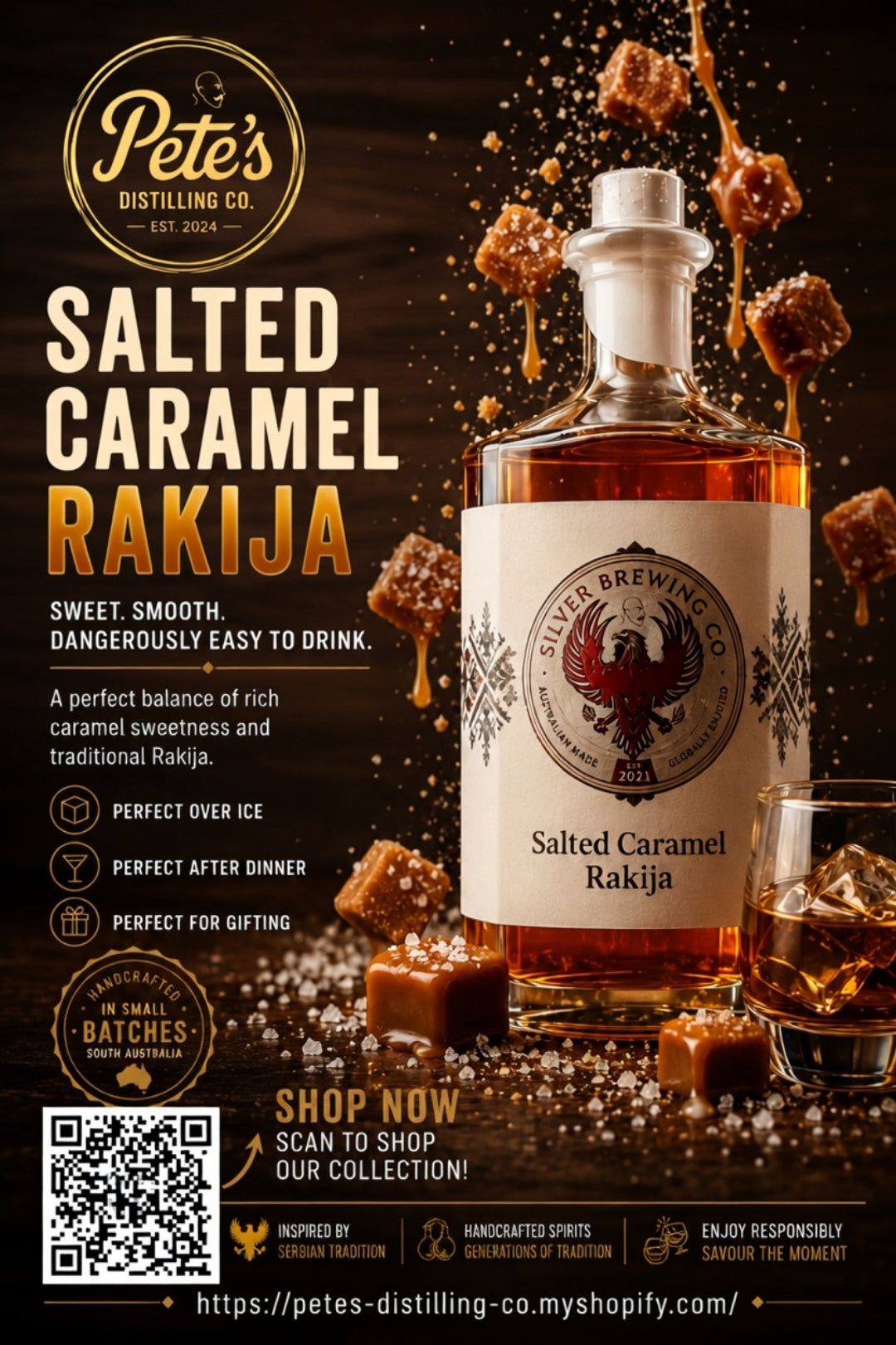 Bottle of Salted Caramel Rakija 33% by Pete's Distilling Co - View 2